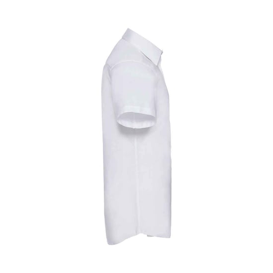 Russell Collection Heren Oxford Easy-Care Getailleerde Overhemd met Korte Mouwen (Wit) - Image 3