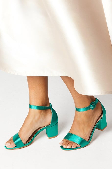 Tabitha Satin Low Block Heeled Sandals