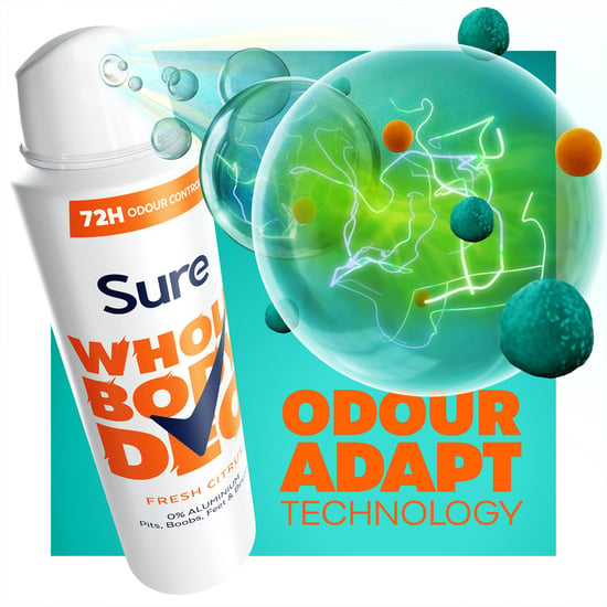 Sure Women Fresh Citrus Whole Body Deodorant Spray Aluminium Free 150ml, 6 Pack