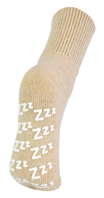 Dames pantoffelsokken van kasjmierwol met Zzz-grepen - Beige - Image 1