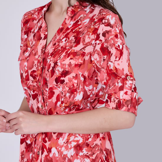 Classic shirt dress with abstract print