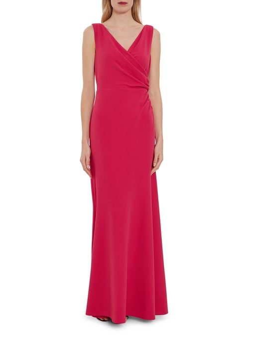 Gina Bacconi Gilberta Crepe Maxi Dress in Pink
