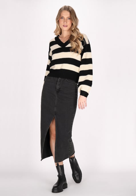 Dreimaster Jumper Dames Zwarte crème strepen - Image 2