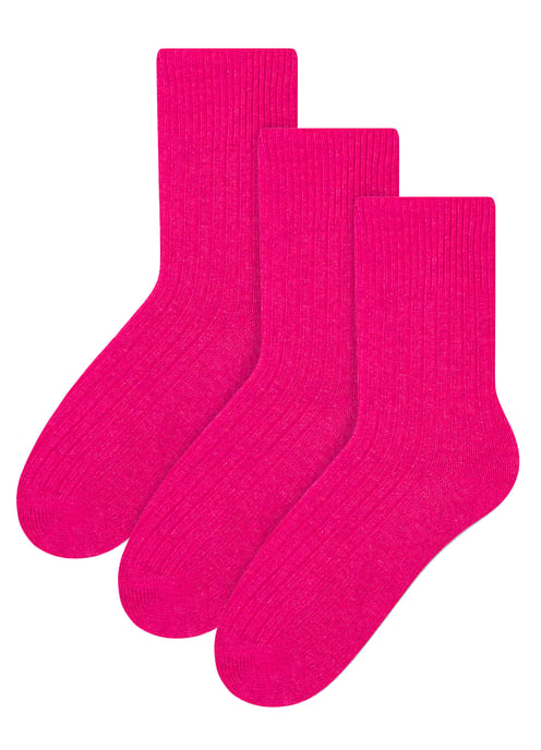 Steven - 3 Paar Multipack Dames Wol Gebreide Sokken | Warme Kousen Jurk Sokken - Roze - Image 1