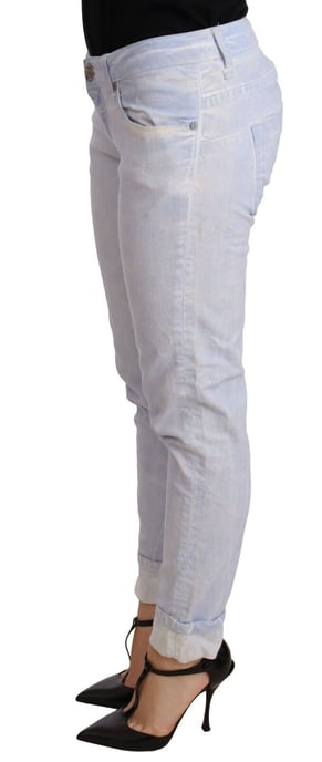 Acht Lichtblauwe Katoenen Vouwzoom Skinny Jeans - Image 2