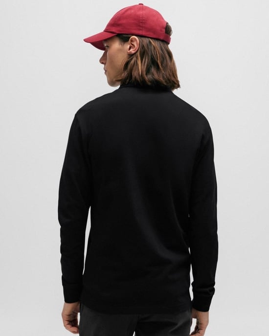 BOSS Orange Passerby Heren Lange Mouw Stretch-Katoenen Polo met Logo Patch NOS - Image 4