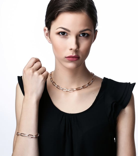 Orphelia Women's 925 Sterling Silver Necklace - Silver/Rose ZK-7209