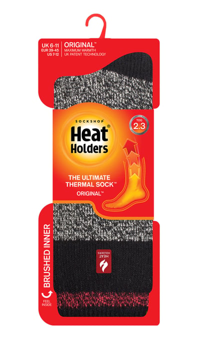 Heat Holders Heren extra dikke warme thermo sokken - Zwart Rood (Porto) - Image 2