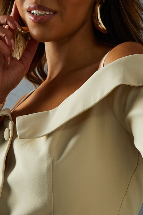 Tailored Bardot Button Down Top