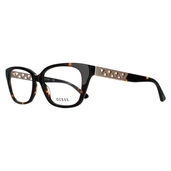 Guess Rectangular Womens Dark Havana Glasses Frames