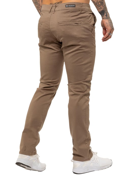 Enzo | Heren Slim Fit Stretch Chino Jeans - Beige - Image 3