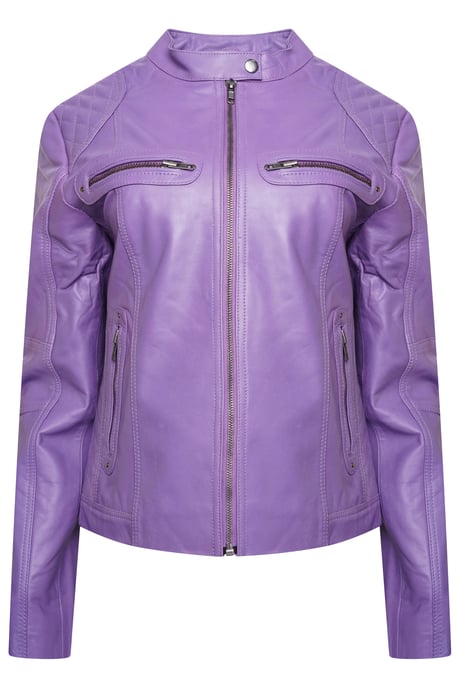 Pelle D’annata Ladies Real Leather Biker Jacket in Purple