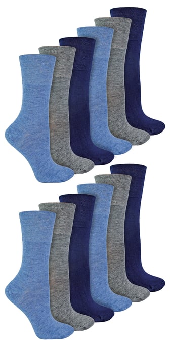 IOMI - 12 paar bamboesokken voor diabeten voor dames - Blauw - Image 1