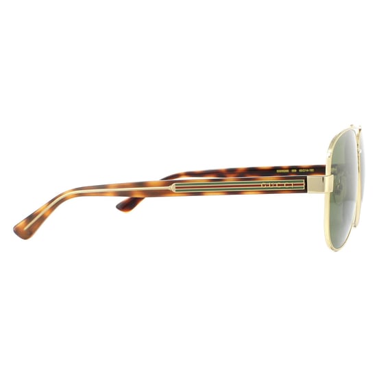 Gucci Sunglasses GG0528S 009 Gold and Havana Crystal Green