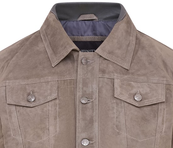 Mens Grey Goat Suede Leather Jacket- Nurmes