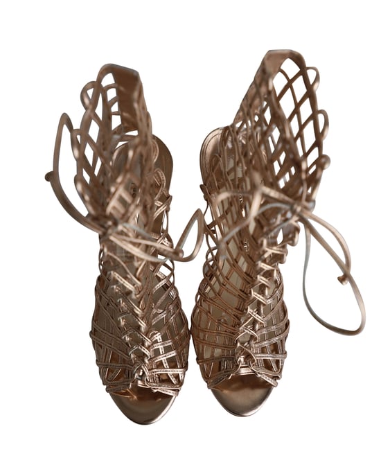 Sophia Webster Delphine Metallic Cage Vetersandalen in Goud Leer - Image 5