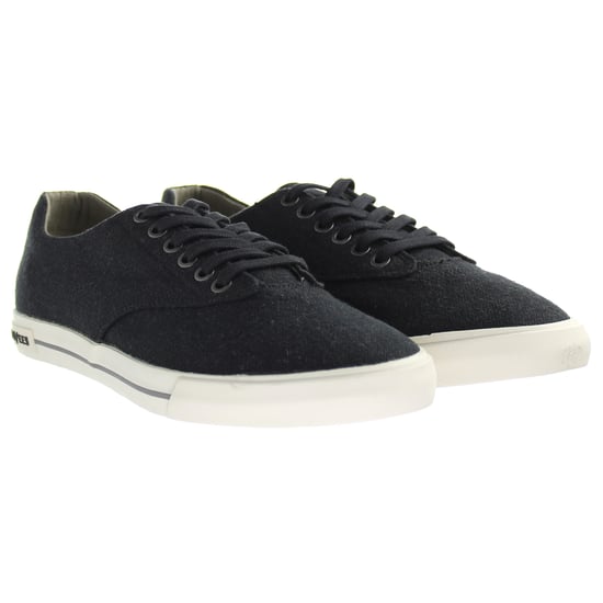 Seavees Hermosa Plimsoll Standard Black Linen Black Mens Plimsoll
