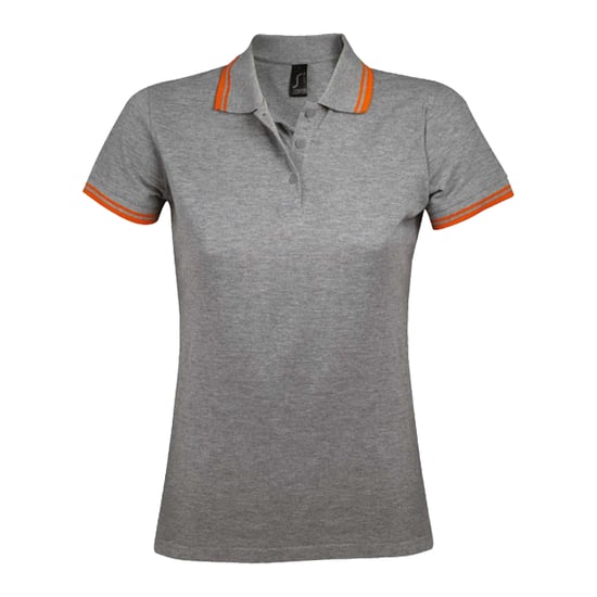 SOLS Dames/Dames Pasadena Poloshirt (Grijs gemêleerd/oranje) - Image 1