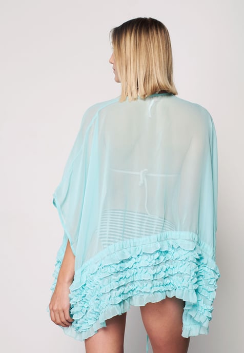 Frill Detailed Kimono - Green