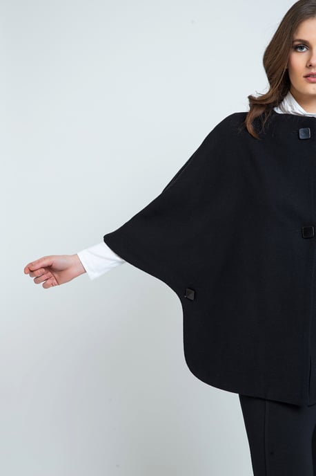 Black Poncho Style Coat