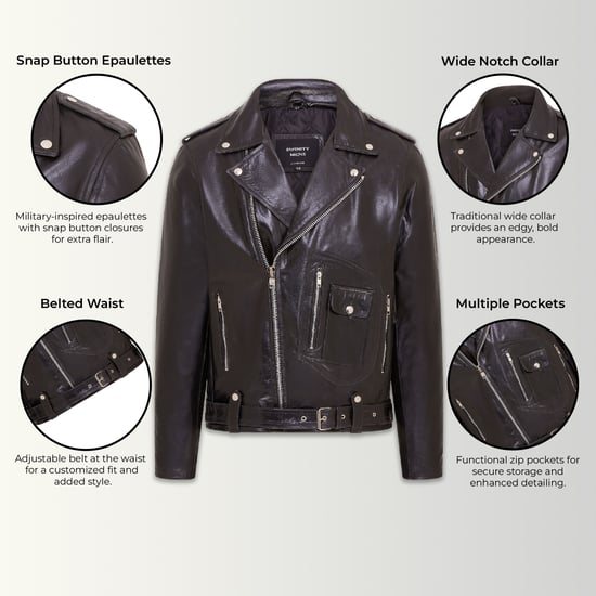 Mens Cow-Hide Black Biker Brando Jacket - Pargas