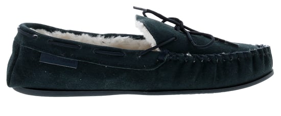 Hush puppies allie leer dames mocassin memory foam faux fur navy - Image 2