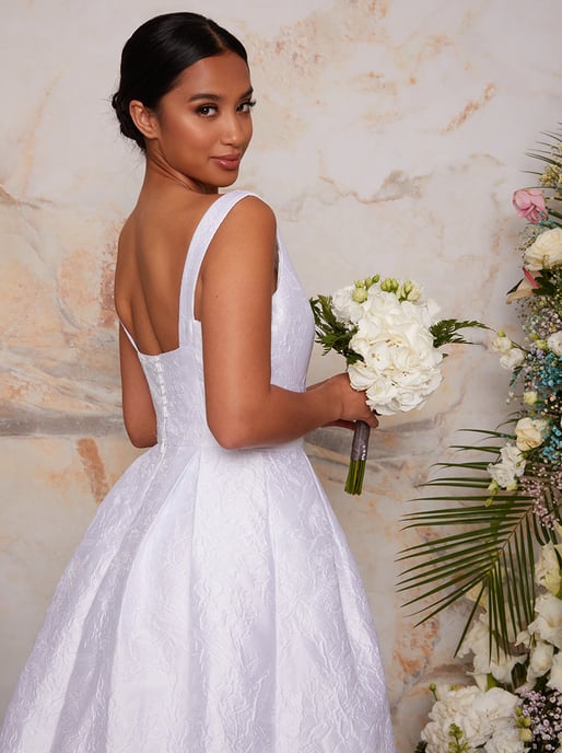Petite Sleeveless Textured Bridal Wedding Dress