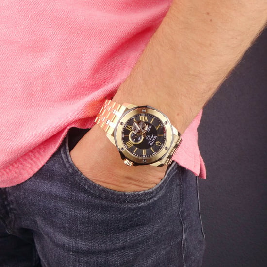 Bulova Marine Star Men's Gold Watch 98A273