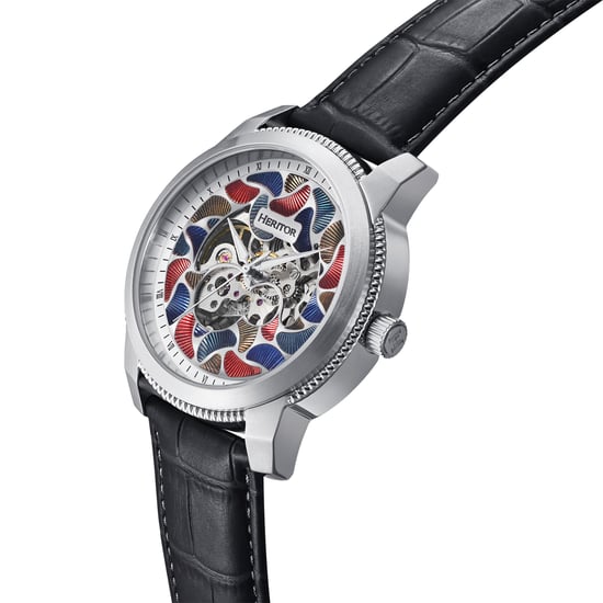 Heritor Automatic Emmanuel Semi-Skeleton Leather-Band Watch