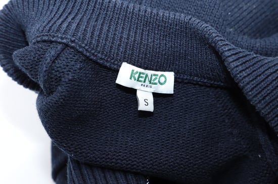 Kenzo Knit Zip Long Cardigan in Navy Blue Cotton - Image 6
