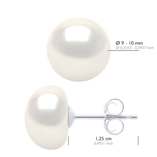 Oorbellen Wit Goud - Echte Gecultiveerde Zoetwaterparels Knop 9-10 mm - Image 2
