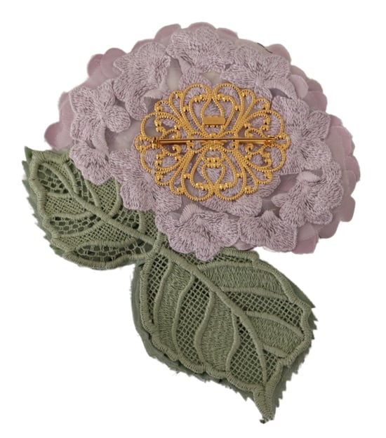 Dolce & Gabbana Paarse Bloemen Gouden Tinten Messing DamesBroche - Image 2