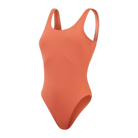 Women's Speedo Textured Deep U-Back Swimsuit in Orange
