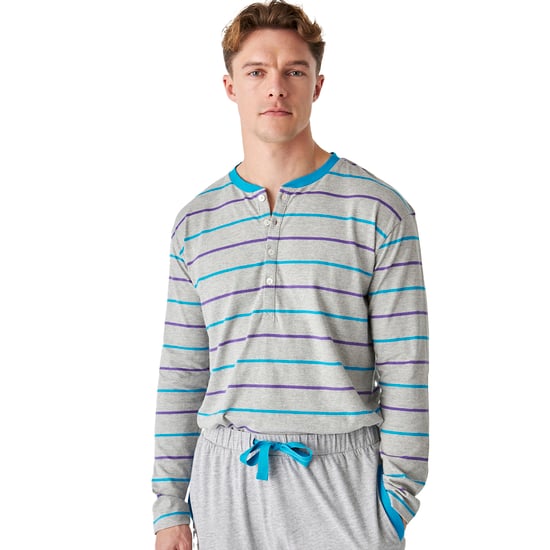 Men's long-sleeved cotton pajamas with a half-zip JJBEP5500
