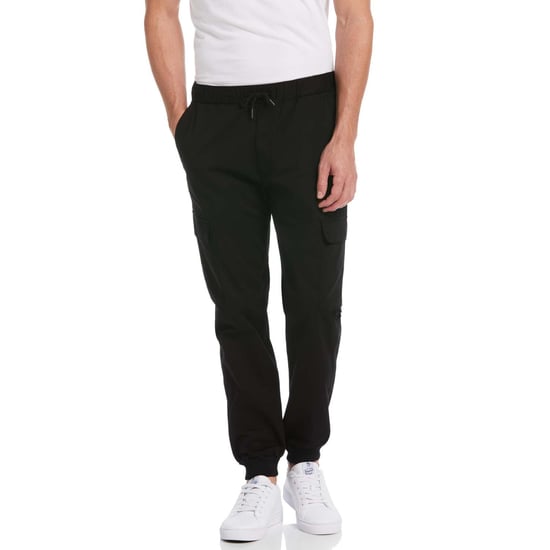 Men's Original Penguin Tapered Fit Drawstring Cargo Pants in Black