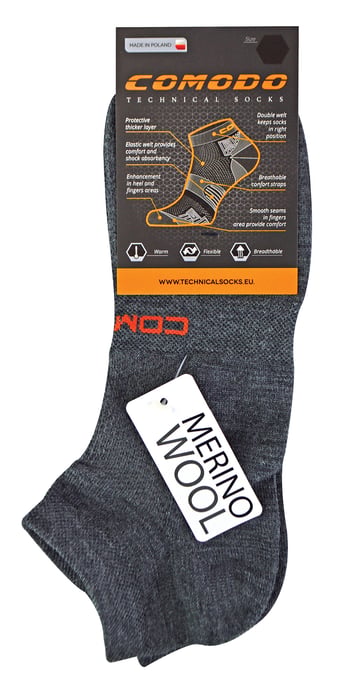 Merinowol hardloopsokken | Comodo | Lichtgewicht gedempte enkelsportsokken voor heren en dames - Donker Grijs - Image 2