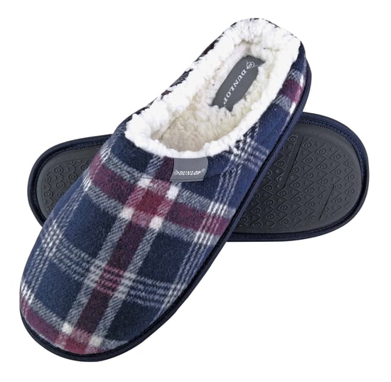 Dunlop - Heren Warm Pluche Fleece Gevoerde Instap Slippers met Geruit Patroon - Image 1