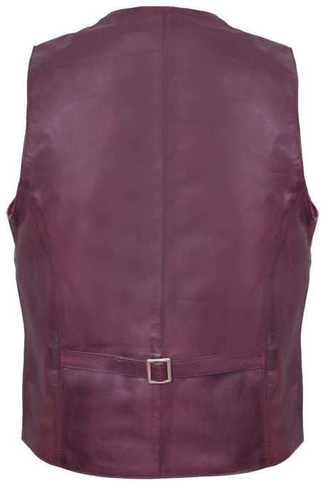 Bruinen lederen vest formeel traditioneel giletvest - Image 3