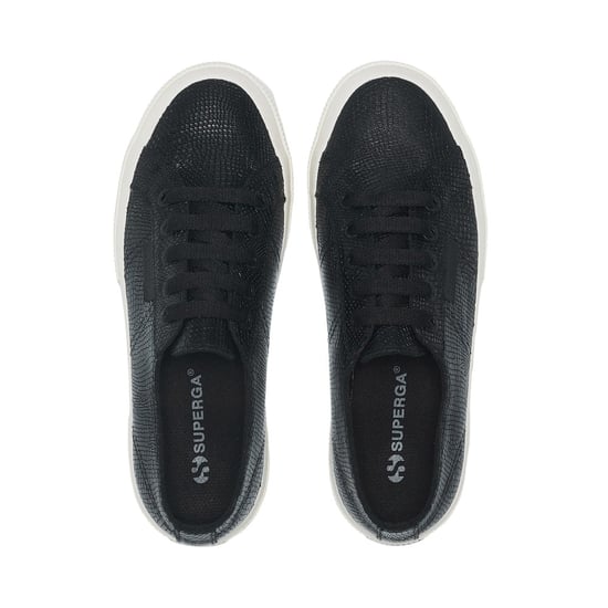 Superga Dames/Dames 2750 Slangenprint Grain Leather Trainers (Zwart/Avorio) - Image 4