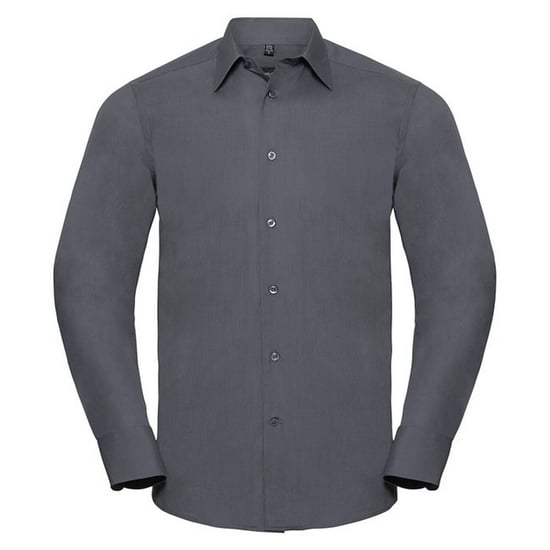 Russell Collection Heren Polycotton Easy-Care Formeel Overhemd met Lange Mouwen (Konvooi Grijs) - Image 1
