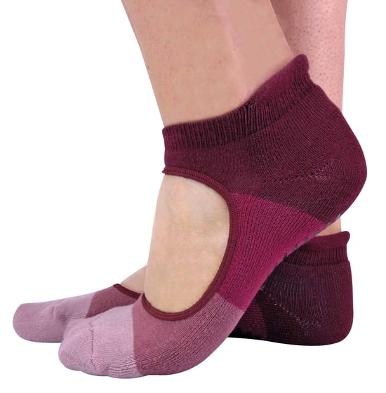 2 paar antislip onzichtbare yogasokken voor dames - Wijn - Image 2