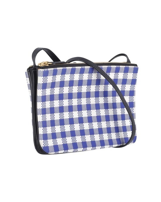 Celine Trio Gingham Crossbody Bag in Blue and White Cotton - Image 3