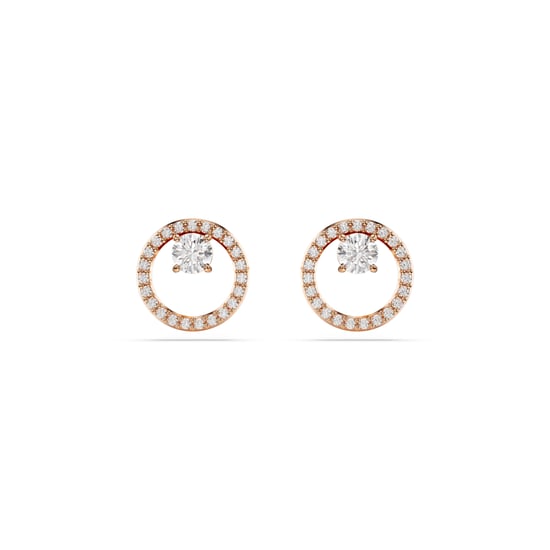 Swarovski 'Dextera' Dames Vergulde Metalen Stud Oorbellen - Roze 5692263 - Image 1
