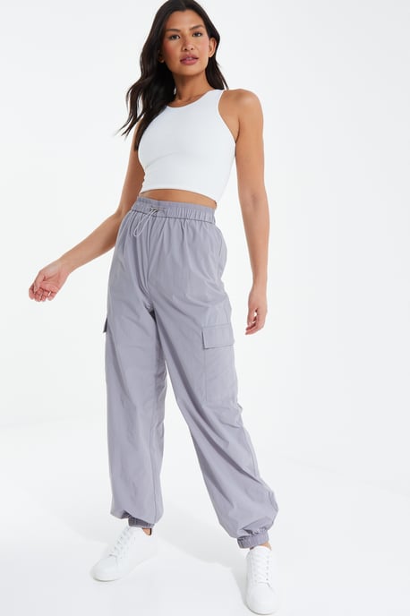 Grey Parachute Cargo Trouser