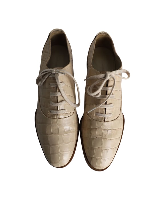 Alexander Wang Ingrid Croc-Embossed Oxfords in Beige Kalfsleer - Image 5