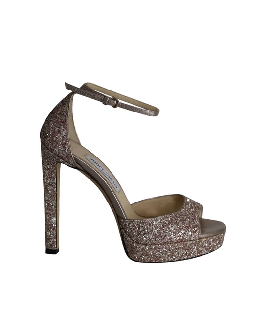 Jimmy Choo Plateausandalen in Roze Glitters - Image 1