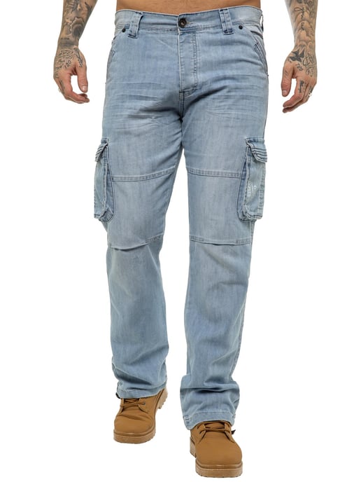 Enzo | heren Cargo Combat Jeans - Lichtblauw - Image 2