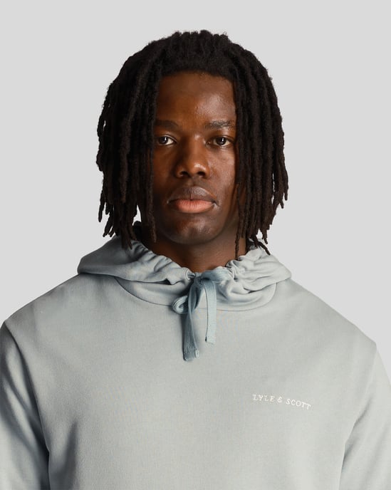 Heren Lyle & Scott Loopback Geborduurde Hoodie in Blauw - Image 4