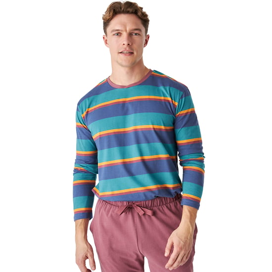 JJB12 Men's Long Sleeve Round Neck Cotton Pajamas