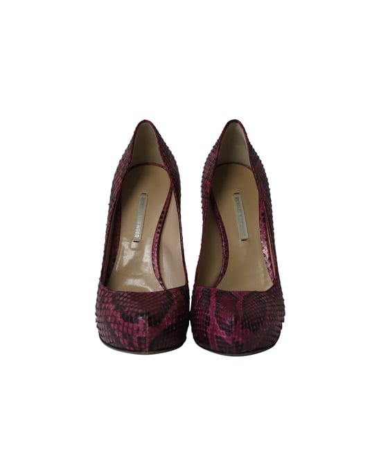 Nicholas Kirkwood Snakeskin-Embossed Pumps in Purple Leather - Image 2